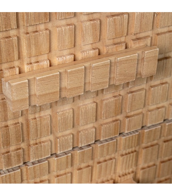 Cómoda pequeña madera pino natural con tres cajones tallada eco 4