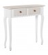 Consola entrada pequeña madera blanqueada y beige