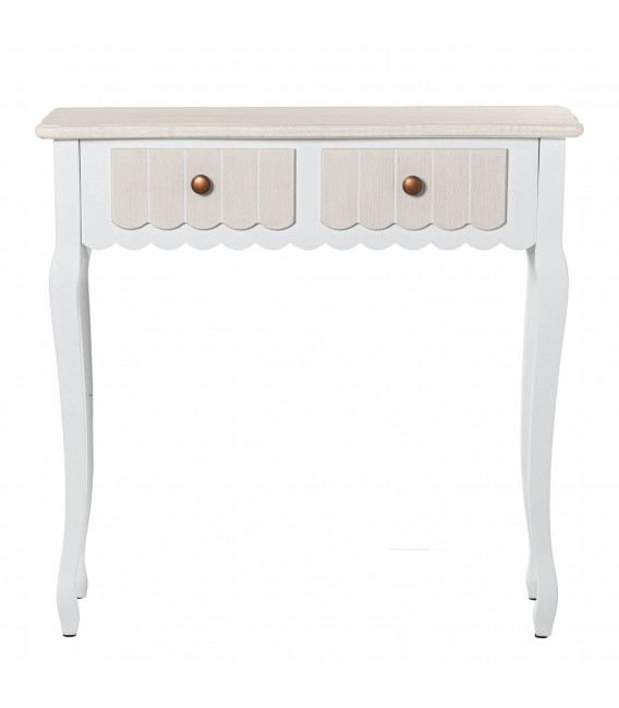 Consola entrada pequeña madera blanqueada y beige 1
