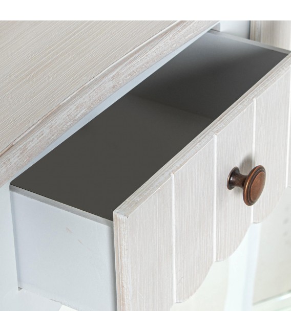 Consola entrada pequeña madera blanqueada y beige 4