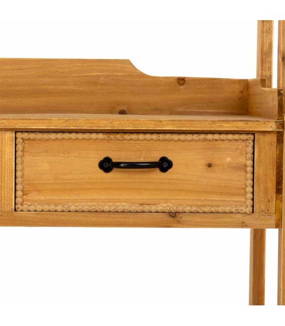 Carro expositor grande madera abeto miel con dos cajones 5