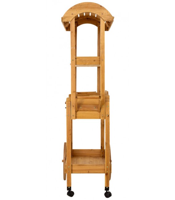 Carro expositor grande madera abeto miel con dos cajones 3