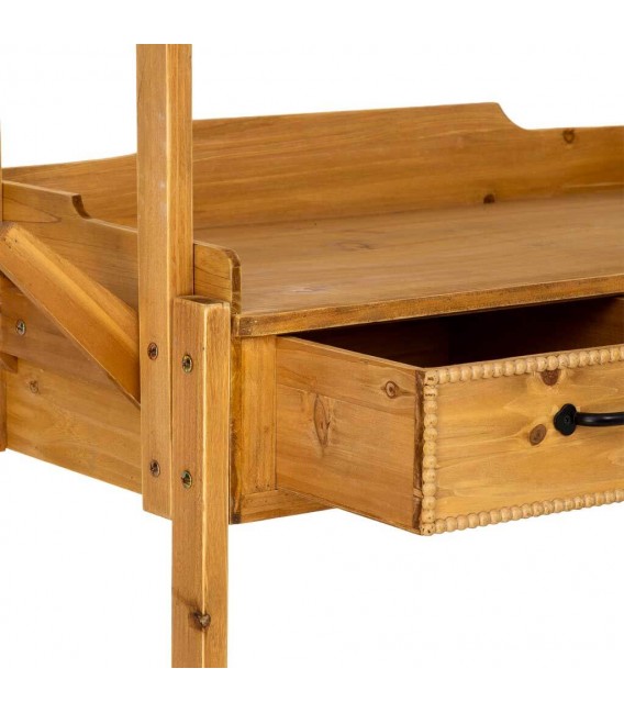 Carro expositor grande madera abeto miel con dos cajones 6