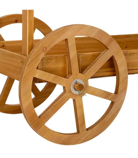 Carro expositor grande madera abeto miel con dos cajones 7