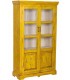 Vitrina madera mango amarilla decapada con dos puertas cristal