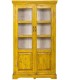 Vitrina madera mango amarilla decapada con dos puertas cristal 1