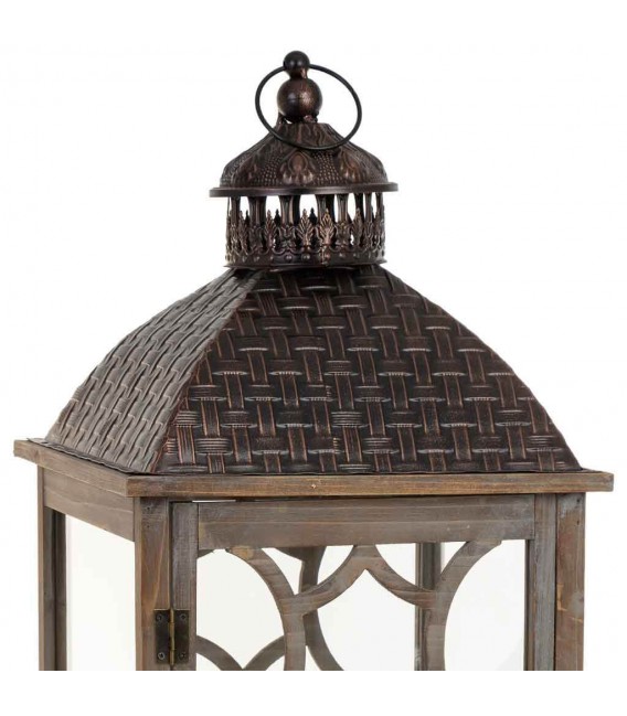 Farol muy alto madera abeto gris con puerta cristal y cajón 4