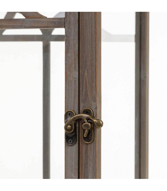 Farol muy alto madera abeto gris con puerta cristal y cajón 5