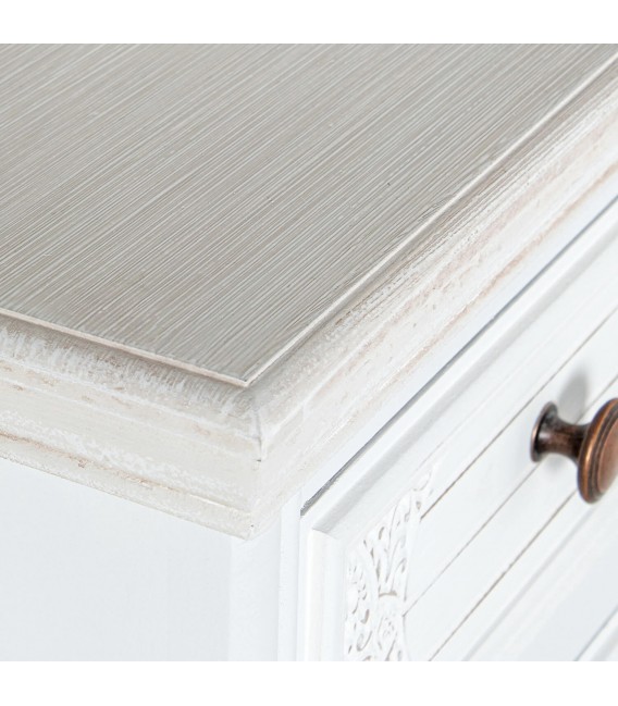 Sinfonier pequeño madera pino blanco con cinco cajones tallados 3