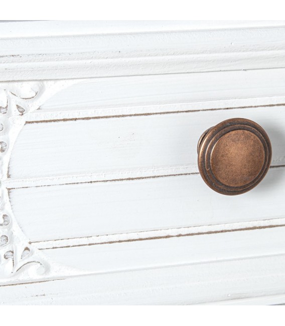 Sinfonier pequeño madera pino blanco con cinco cajones tallados 5