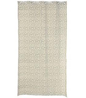 Set 2 cortinas algodón beige estampado verde con anillas cromadas