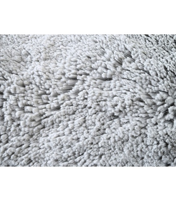 Alfombra grande rectangular de poliéster gris claro pelo largo 2