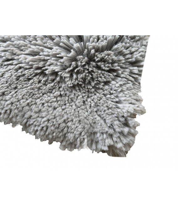 Alfombra grande rectangular de poliéster gris claro pelo largo 4