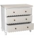 Cómoda pequeña madera pino blanqueada y beige 3 cajones 2
