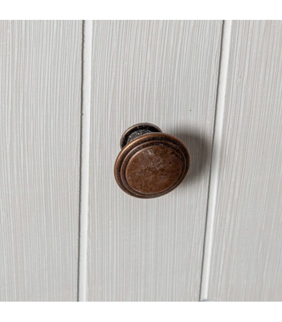 Cómoda pequeña madera pino blanqueada y beige 3 cajones 5