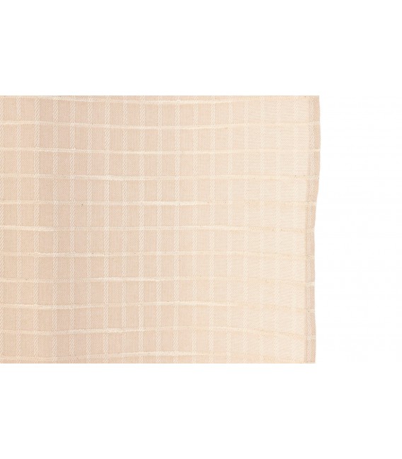 Set 2 cortinas boho beige de algodón y poliéster con cuadros bordados1