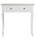 Consola pequeña clásica romántica de madera blanca con dos cajones1