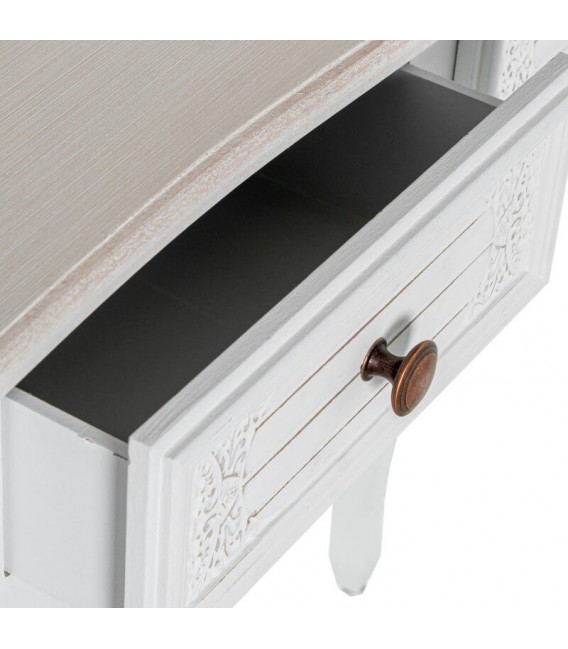 Consola pequeña clásica romántica de madera blanca con dos cajones4