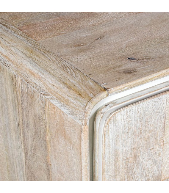 Mueble de TV boho de madera natural con cuatro puertas 4