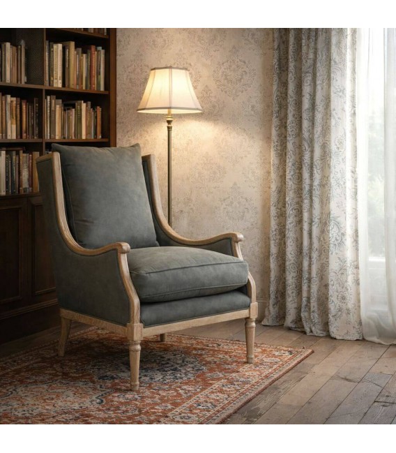 Butaca clásica muy cómoda con cojines desenfundables gris Mdmhogar