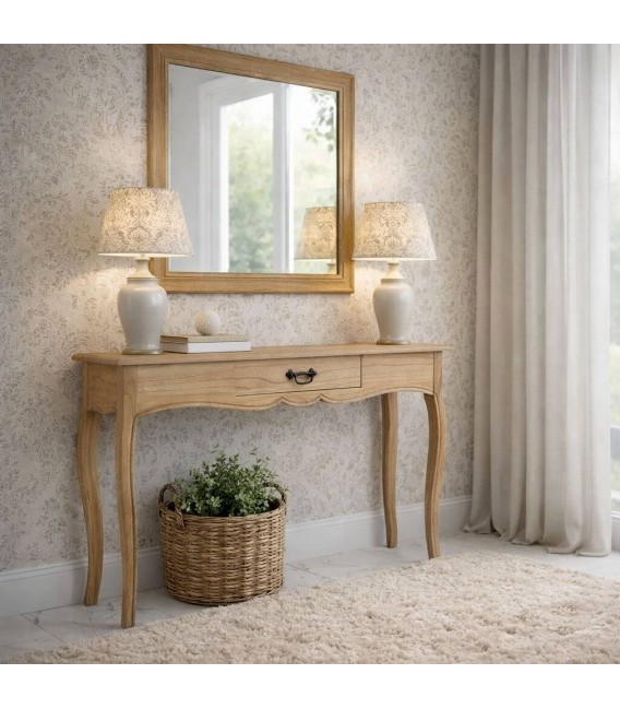 Consola de entrada grande boho clasica 1 cajon madera mindi natural Mdmhogar