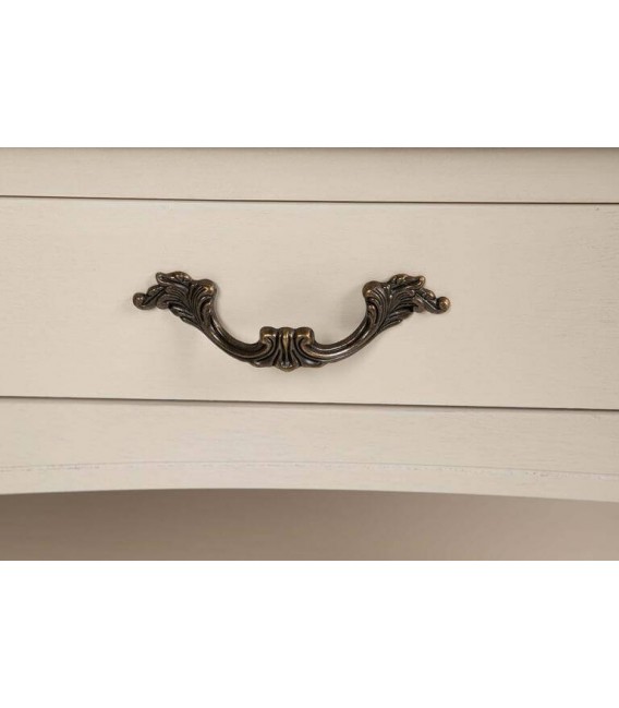 Mesa de centro provenzal beige con tapa nogal y 2 cajones 6