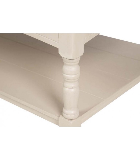 Mesa de centro provenzal beige con tapa nogal y 2 cajones 7