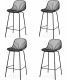 Set 4 taburetes nordicos negros polipropileno metal asiento alto