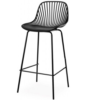 Set 4 taburetes nordicos negros polipropileno metal asiento alto 1