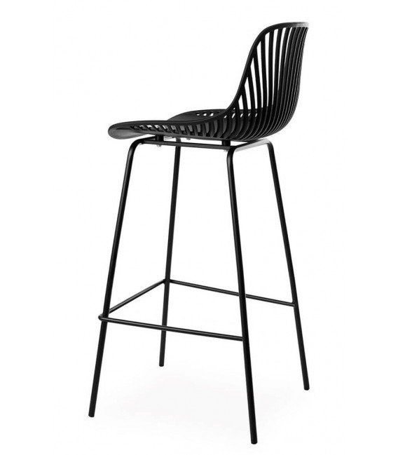 Set 4 taburetes nordicos negros polipropileno metal asiento alto 4