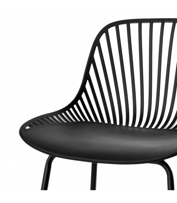 Set 4 taburetes nordicos negros polipropileno metal asiento alto 6