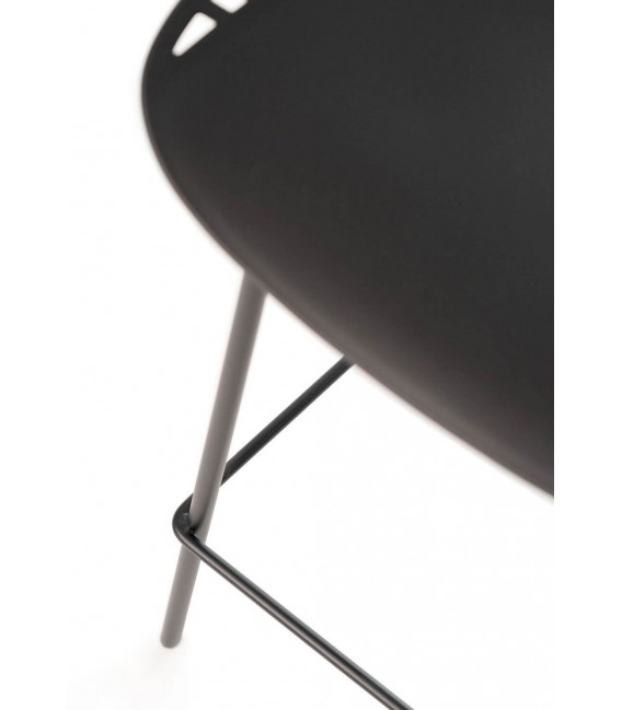 Set 4 taburetes nordicos negros polipropileno metal asiento alto 7