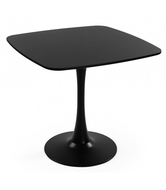 Mesa de comedor cuadrada pequeña en negro de estilo contemporáneo