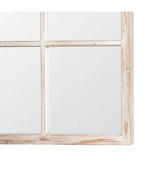 Espejo vestidor rectangular boho efecto ventana en madera blanca 1