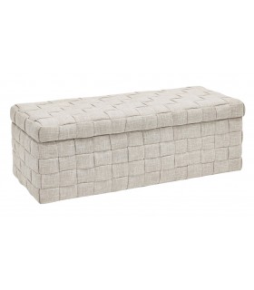 Banco baúl pie de cama contemporáneo tapizado beige en tela jaspeada