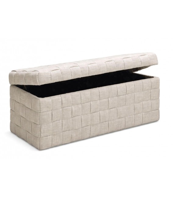 Banco baúl pie de cama contemporáneo tapizado beige en tela jaspeada 2