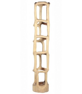 Lámpara de pie boho de madera maciza de suar tallada a mano