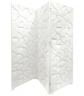 Biombo grande de tres hojas lacado en blanco estilo contemporáneo