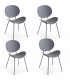 Pack de 4 sillas de comedor grises de polipropileno y metal Mdmhogar
