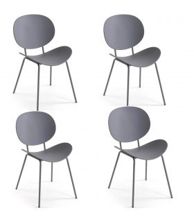 Pack de 4 sillas de comedor grises de polipropileno y metal Mdmhogar