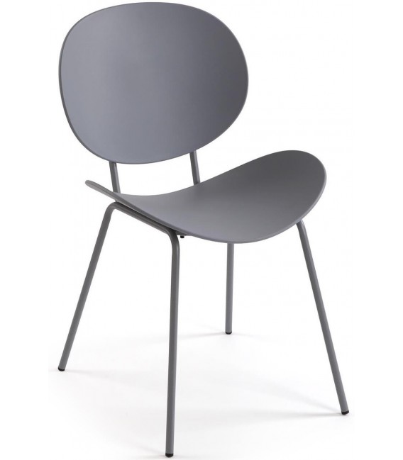 Pack de 4 sillas de comedor grises de polipropileno y metal