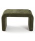 Banco pie de cama pequeño tapizado verde con estructura de madera1