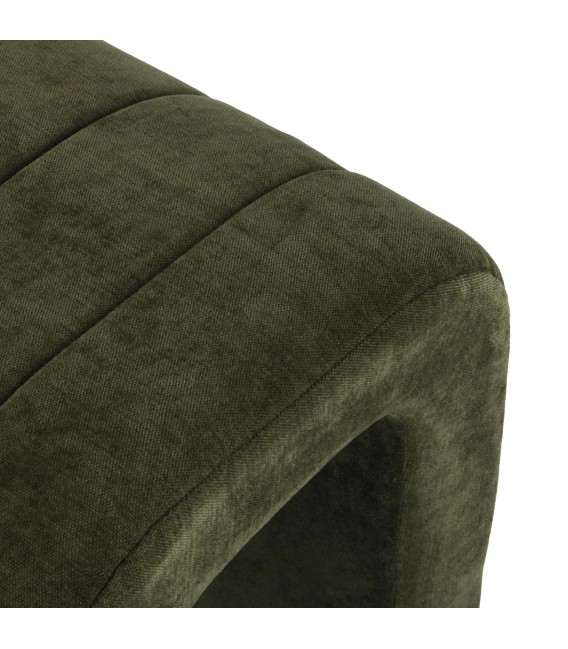 Banco pie de cama pequeño tapizado verde con estructura de madera2