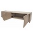 Mueble TV de fresno natural y porcelánico travertino con 4 puertas 1