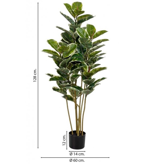 Planta artificial ficus robusta maceta, realista y sin mantenimiento2