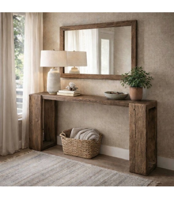 Consola de entrada XL boho en madera de olmo reciclado Mdmhogar