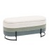 Banco pie de cama con baúl tapizado tricolor beige azul verde
