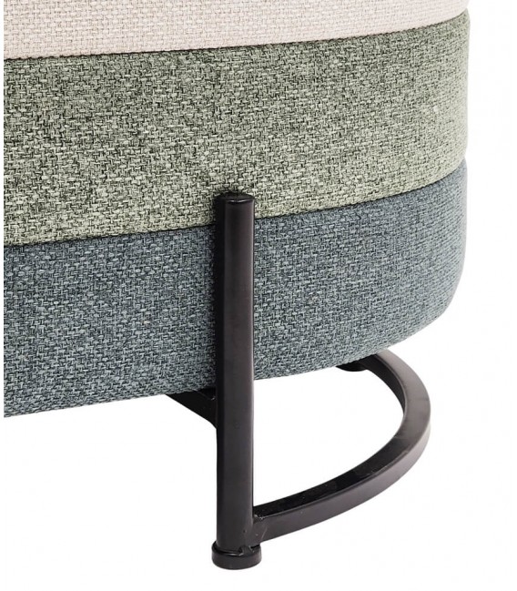 Banco pie de cama con baúl tapizado tricolor beige azul verde 1