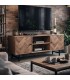 Mueble TV 140 cm madera maciza acacia color nogal estilo industrial Mdmhogar