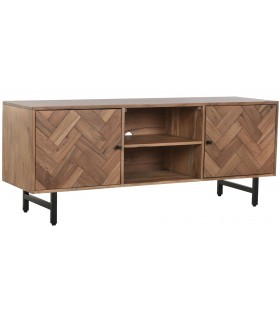 Mueble TV 140 cm madera maciza acacia color nogal estilo industrial